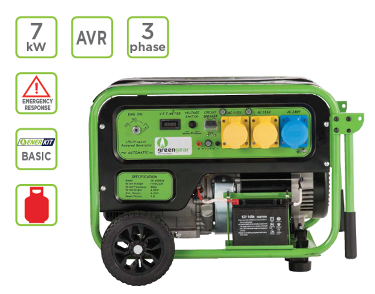 Portable Generator, 7KW LPG Power Generator Ireland Calor Gas