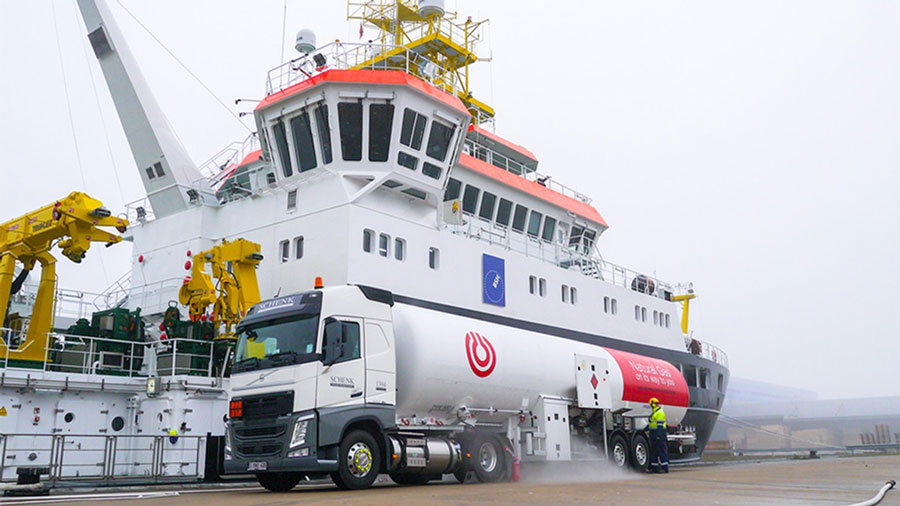 LNG transport boat and truck